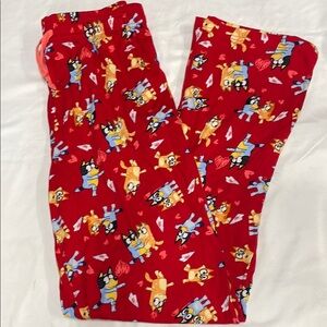Bluey Red Cartoon Print Pajama Pants Sz M‎